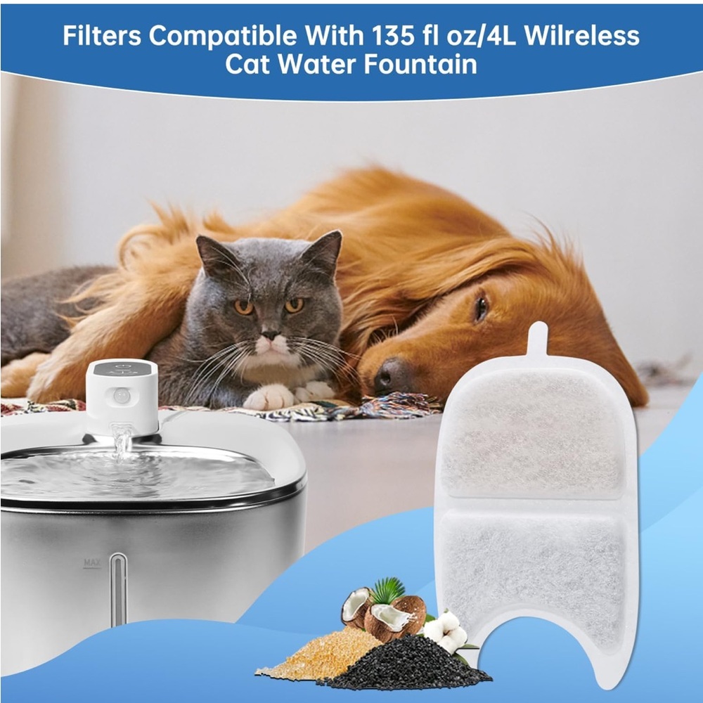 Pet Water Fountain Filter 12 Pack Replacement Compatible with 135 fl oz/4L